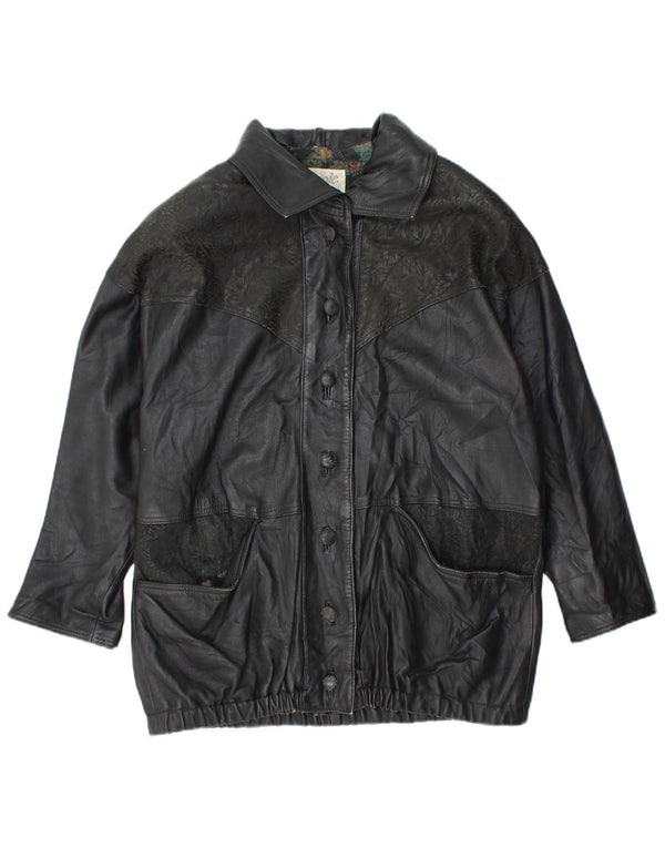 YUPPIE Veste en cuir surdimensionnée pour femme UK 18 XL Noir Floral