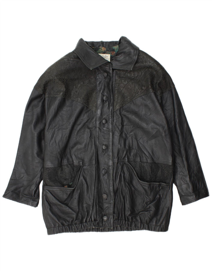 YUPPIE Veste en cuir surdimensionnée pour femme UK 18 XL Noir Floral