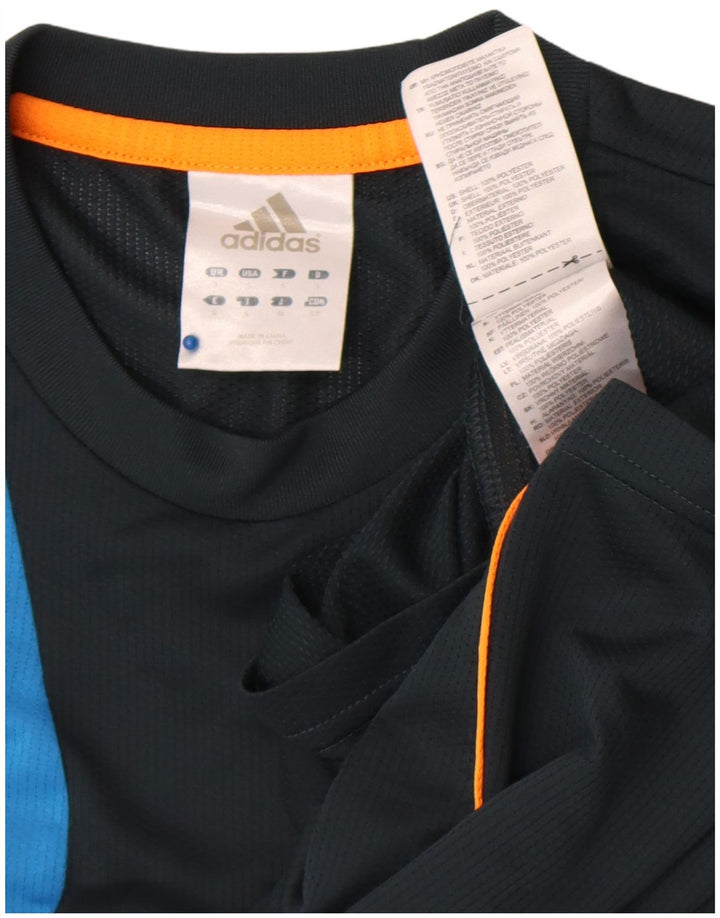 Adidas T-shirt graphique pour hommes, petit haut en polyester color block bleu marine