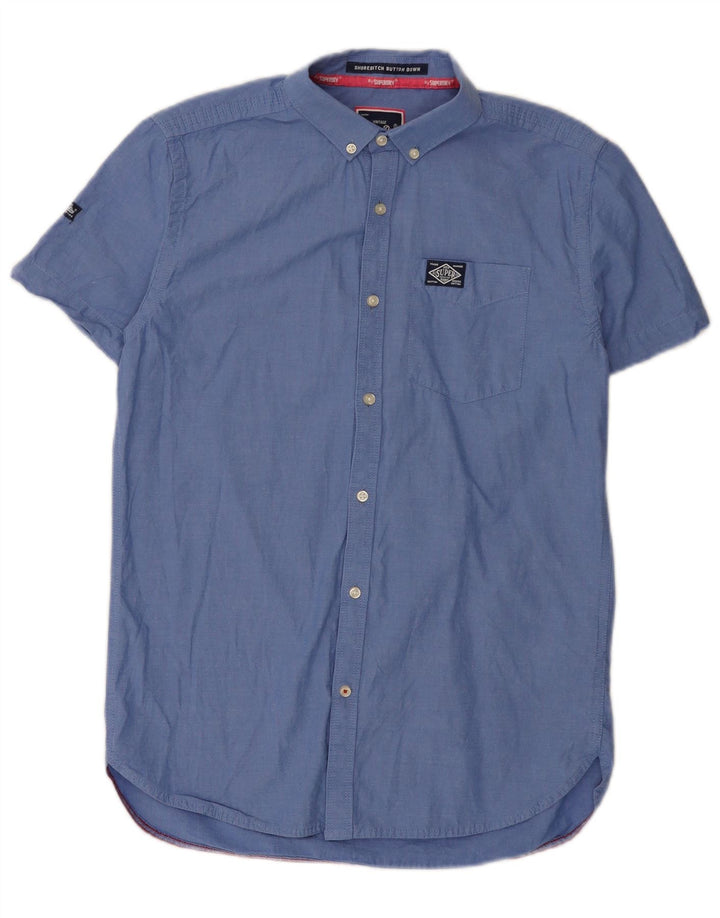 Superdry Chemise à Manches Courtes Homme Bleu Moyen Coton