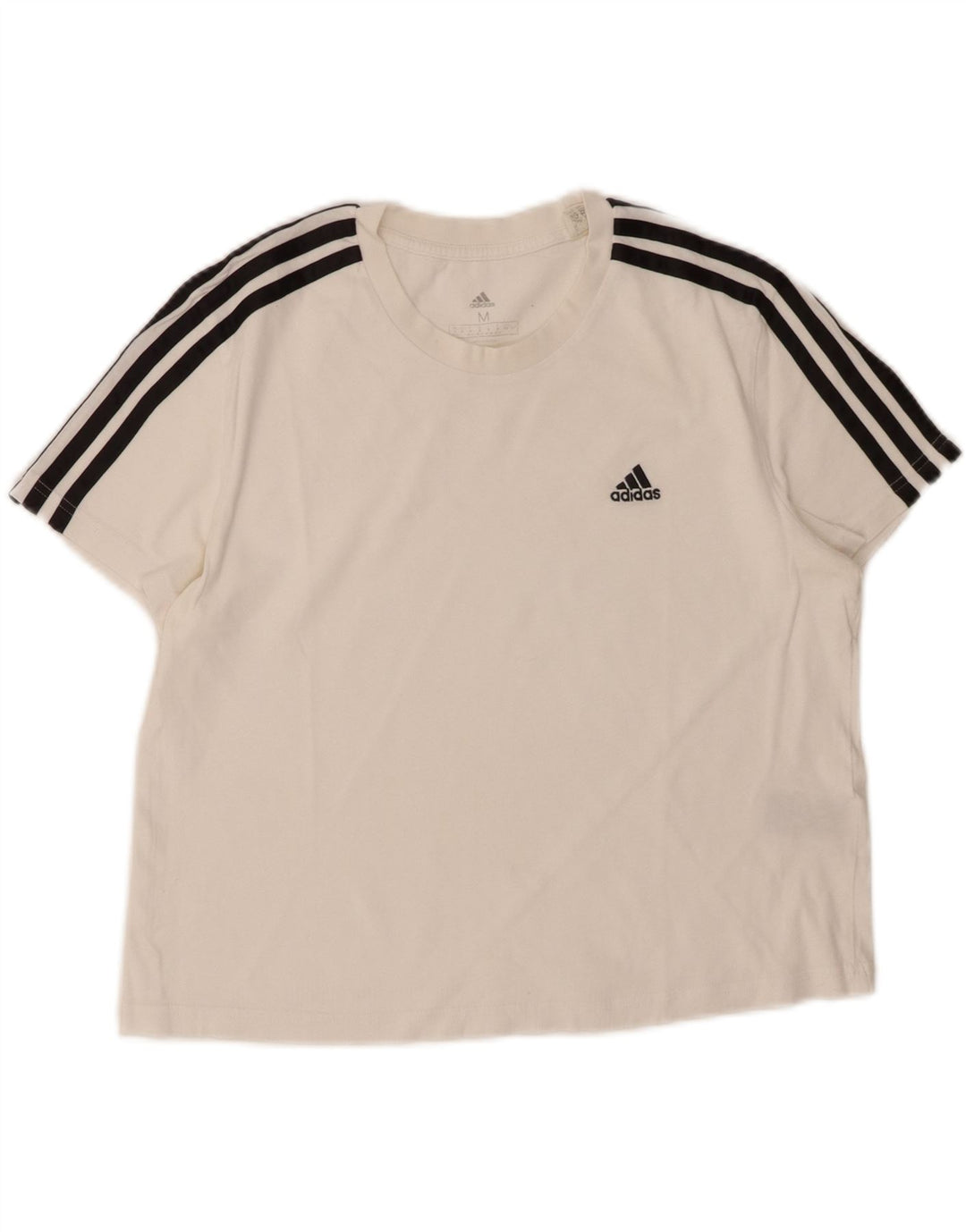 Adidas T-shirt graphique pour femme UK 14 en coton blanc moyen