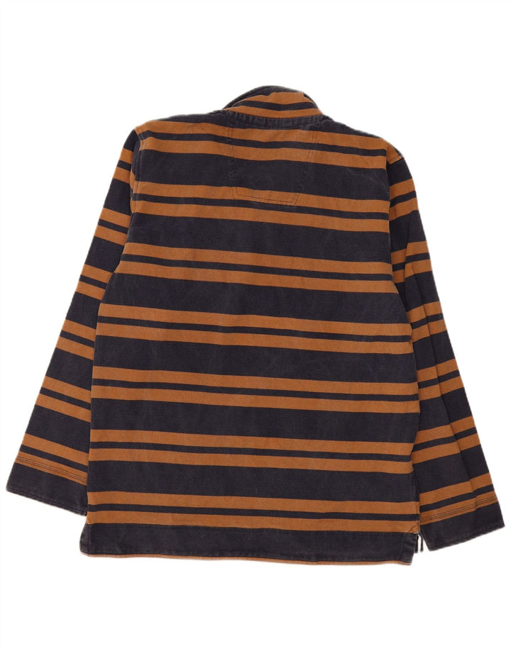 Crew Clothing Sweat-shirt à col zippé pour homme Rayé bleu marine moyen