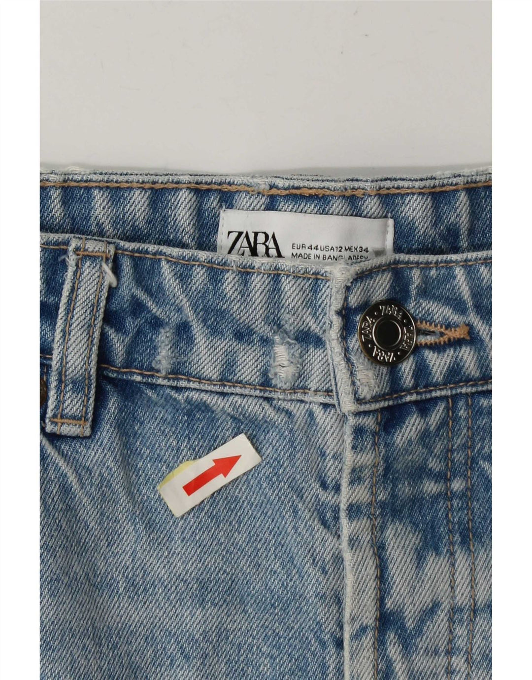Zara Short en jean vieilli pour femme EU 44 XL W34 Bleu