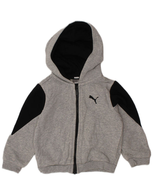 PUMA Pull à capuche zippé pour bébé garçon 9-12 mois Gris Colorblock Coton