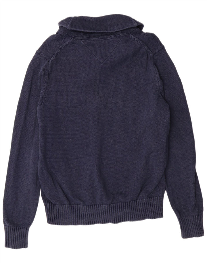 TOMMY HILFIGER Pull à col châle pour homme Petit coton bleu marine