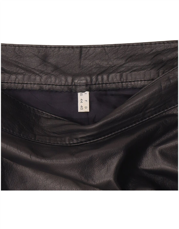 jupe en cuir femme vintage IT 46 Large W32 Bleu Marine