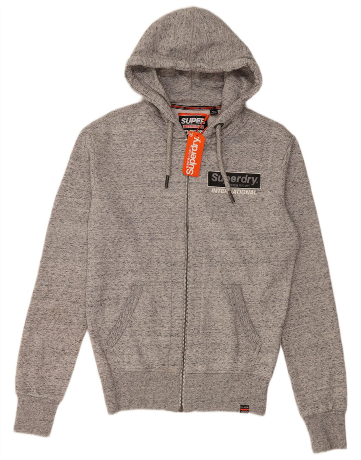 SUPERDRY Pull à capuche zippé coupe ample graphique pour homme XS en coton moucheté gris