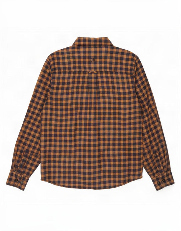 Fat Face Chemise en flanelle pour homme Coupe classique Petit coton à carreaux orange