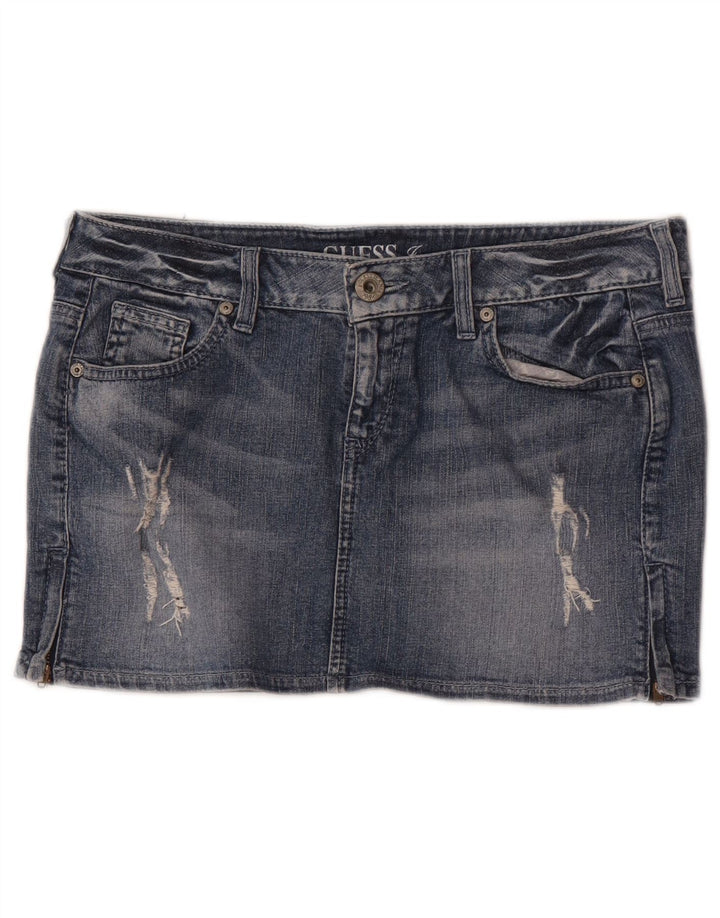 Guess Mini jupe en jean vieilli W29 en coton bleu moyen pour femme