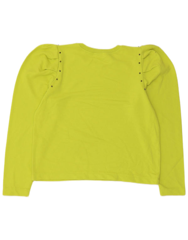 Zara Womens Crop Sweatshirt Jumper UK 14 Moyen Vert Coton