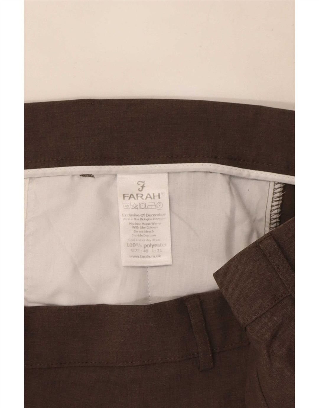 Farah Pantalon Chino Droit Homme W40 L31 Marron Polyester
