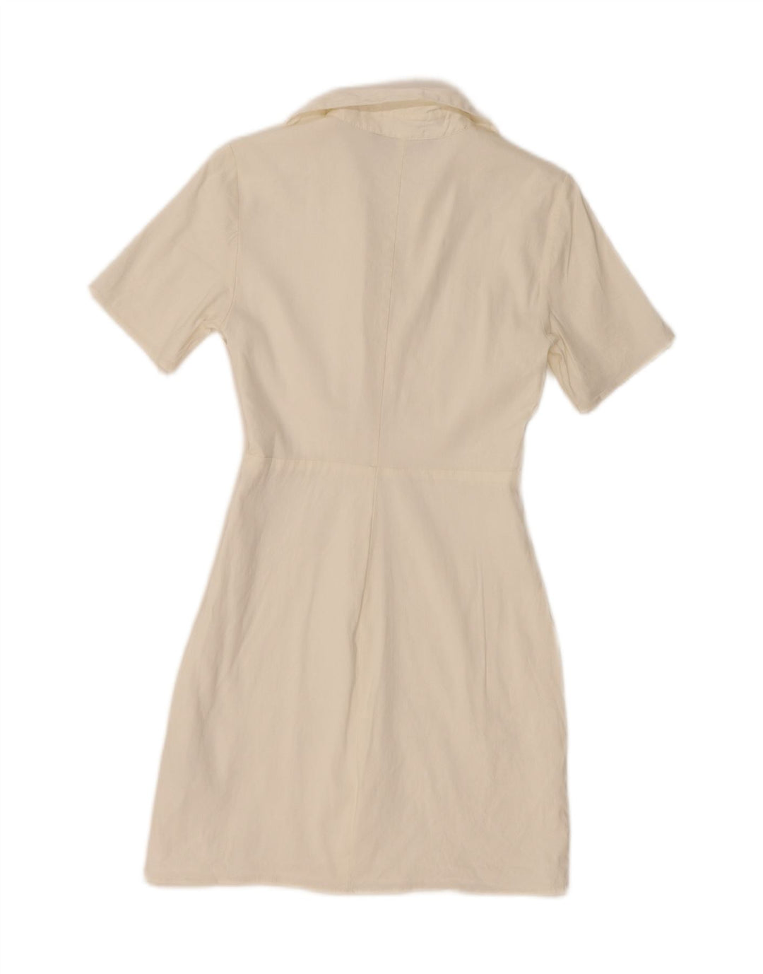 ZARA Robe fourreau à manches courtes pour femme UK 10 Small Off White Viscose