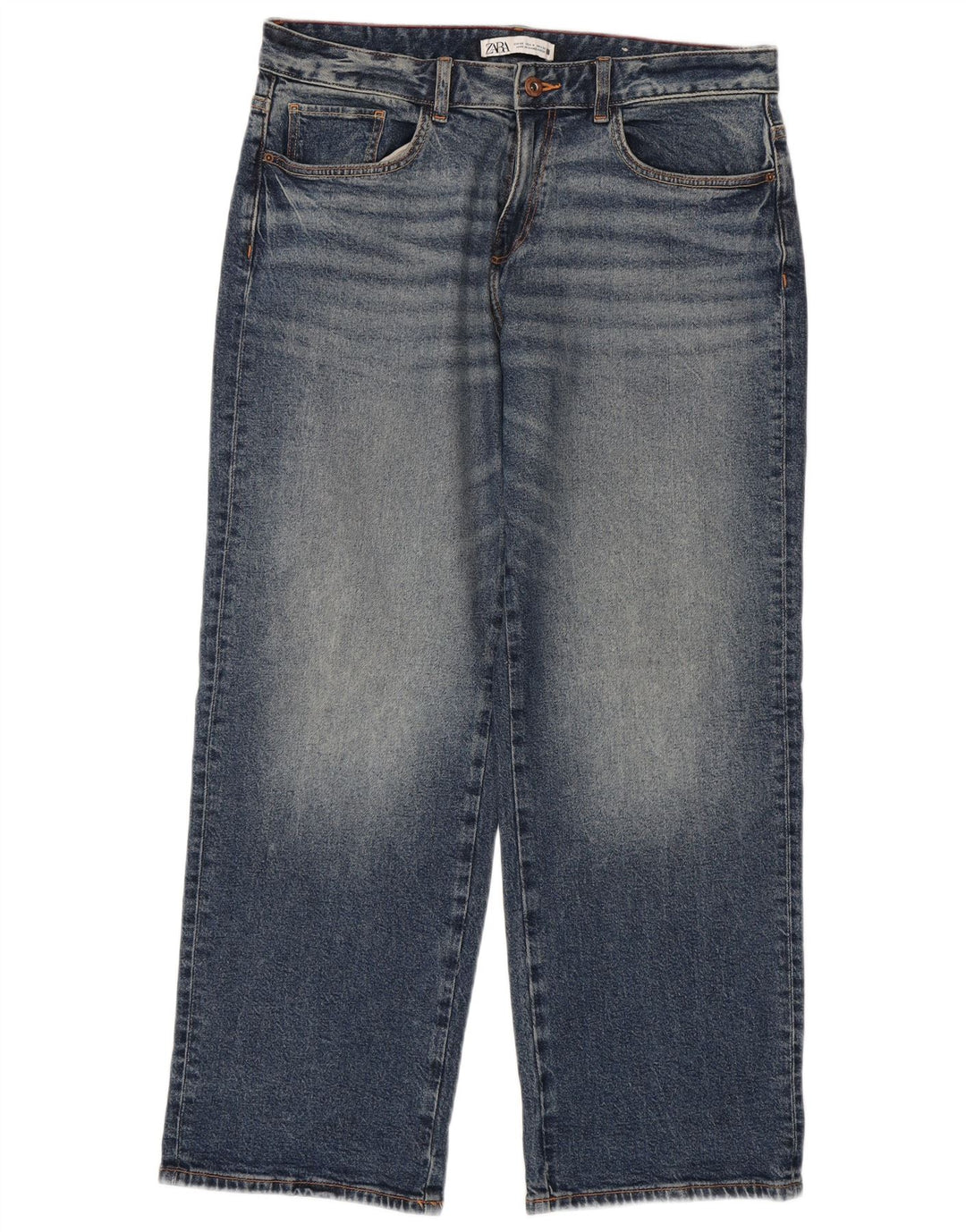 Zara Jean ample pour femme EU 40 Medium W30 L29 Bleu Coton