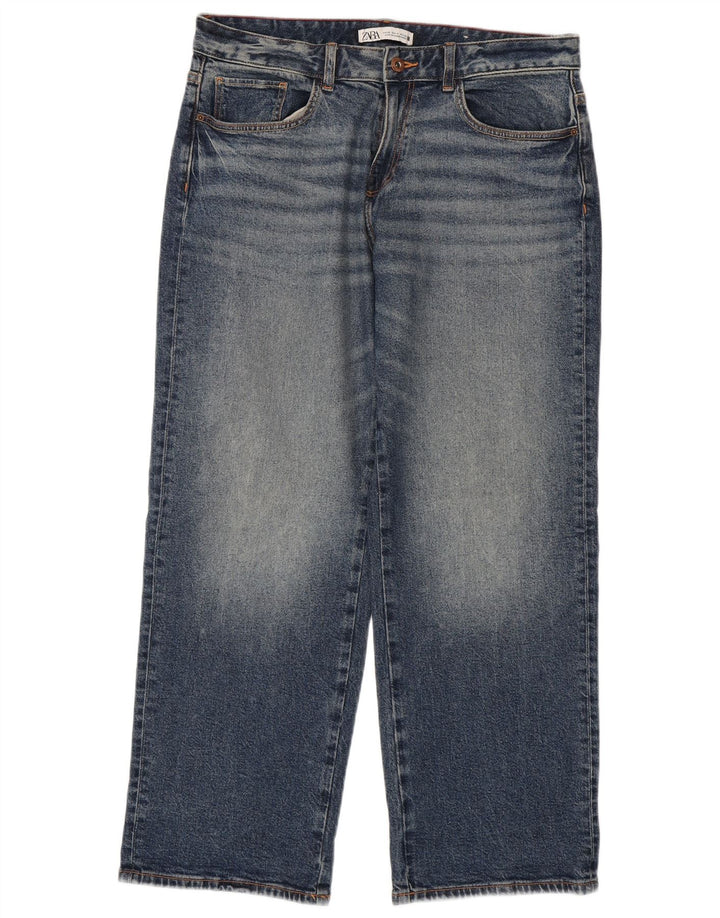 Zara Jean ample pour femme EU 40 Medium W30 L29 Bleu Coton