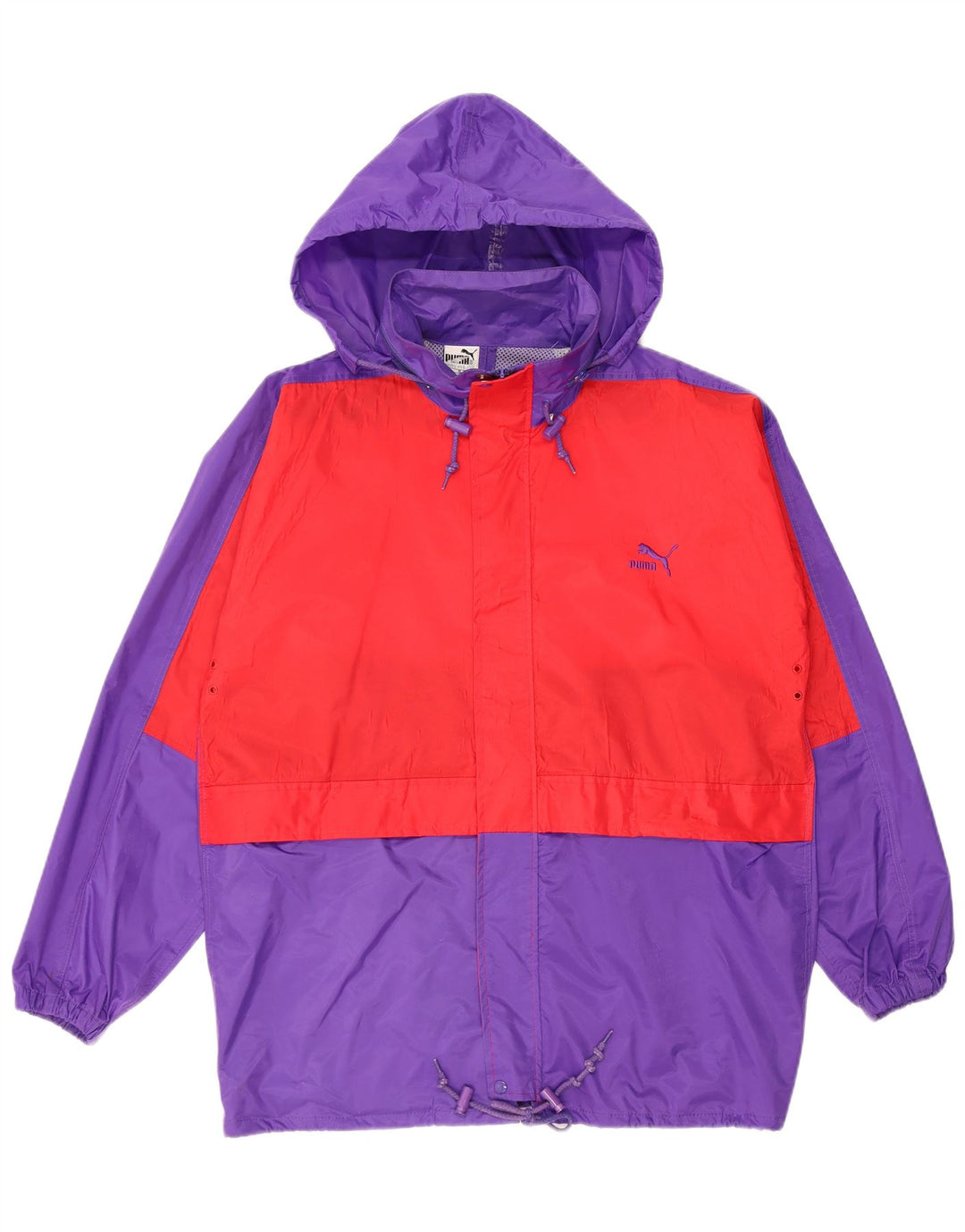 PUMA Veste de pluie à capuche surdimensionnée pour homme UK 36 Small Violet Colourblock
