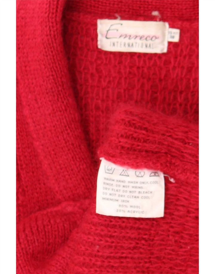 Emreco Pull Cardigan Double Boutonnage Femme EU 38 Laine Rouge Moyen