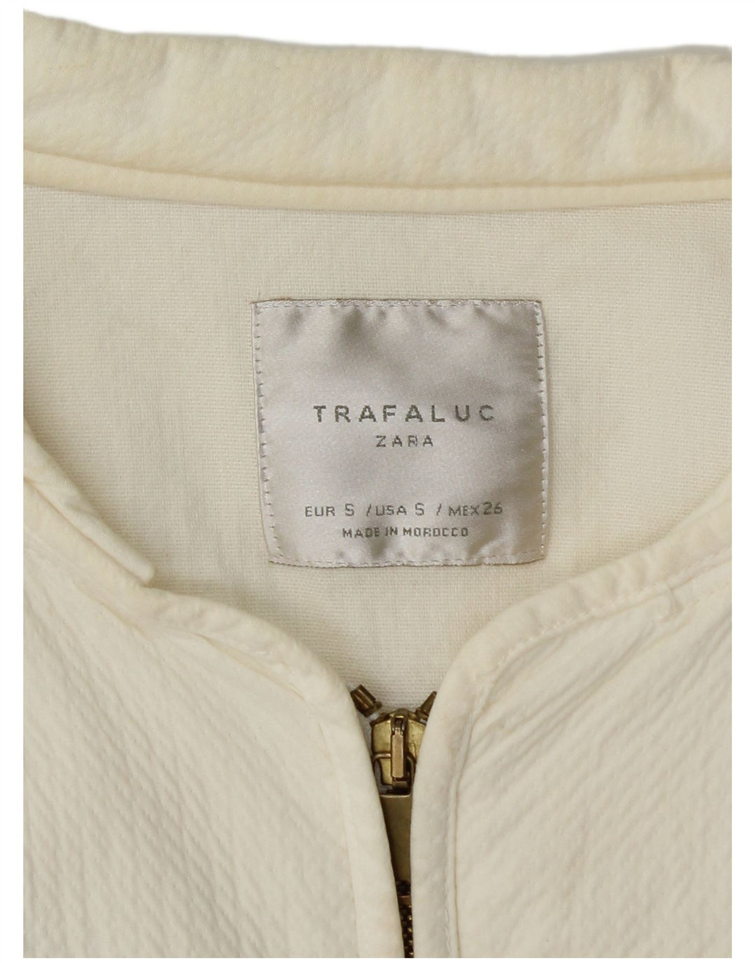 ZARA Womens Crop Oversize Bomber Jacket UK 10 Petit Blanc Cassé Géométrique