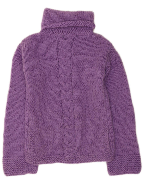 vintage Femmes Roll Neck Jumper Pull UK 12 Laine Violet Moyen