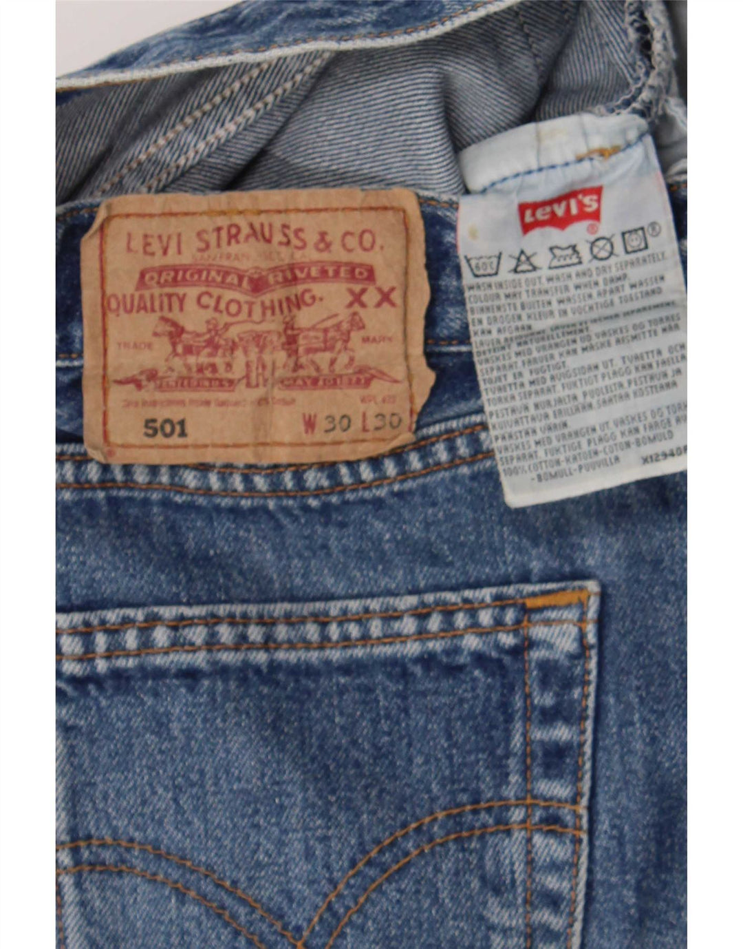 Levi's Short en Jean 501 Femme W30 Bleu Moyen Coton