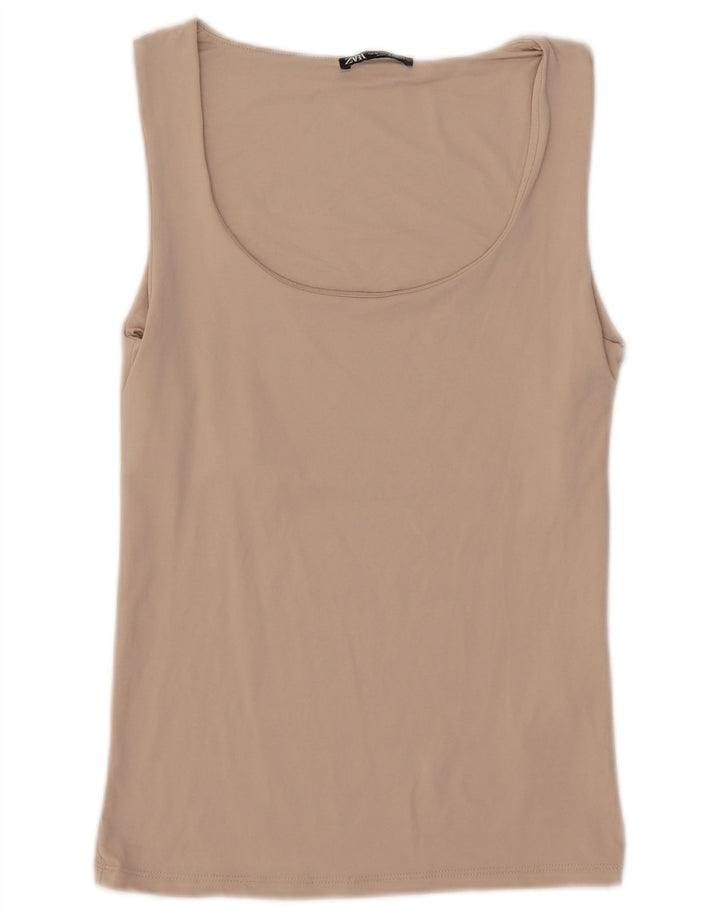 Zara Femme Débardeur UK 12 Beige Moyen Polyamide
