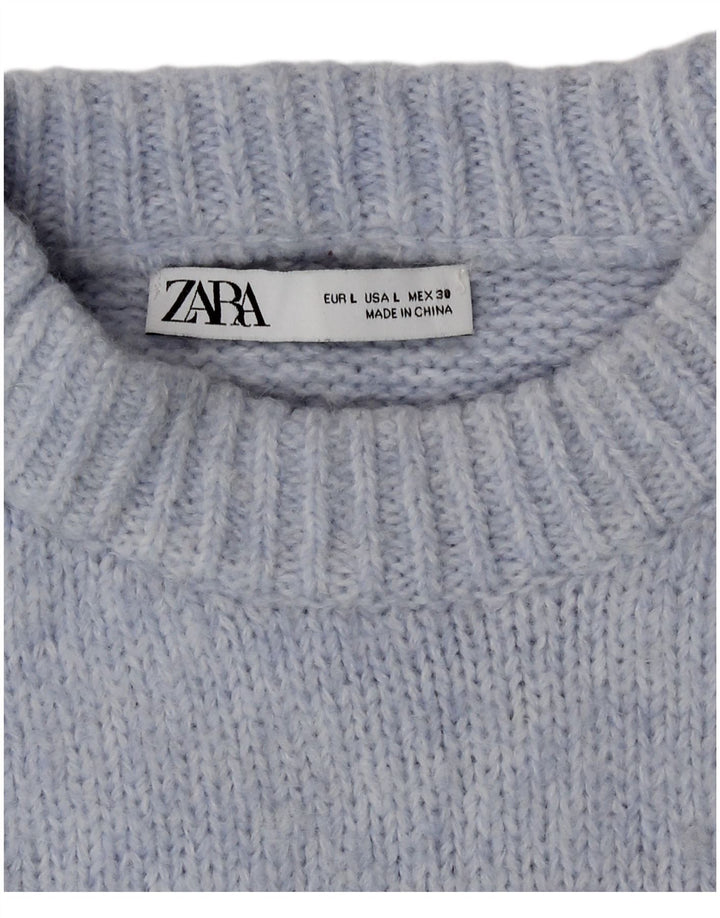 Zara Pull surdimensionné à col rond pour femme UK 16 Large Bleu