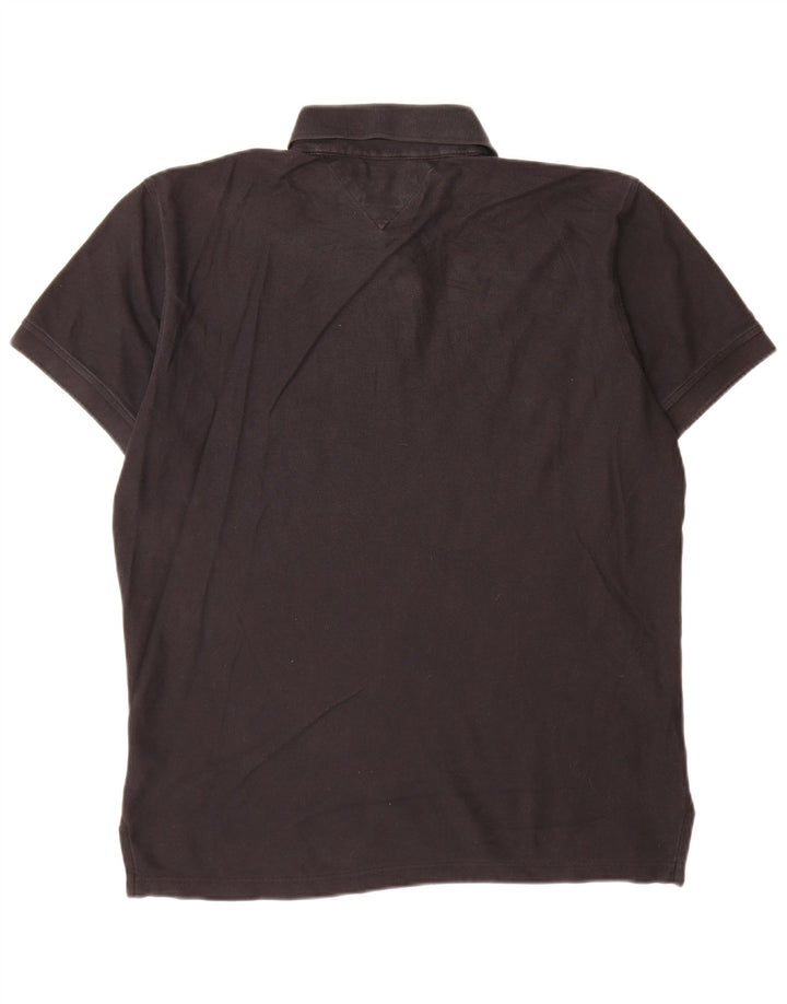 Tommy Hilfiger Polo coupe classique pour homme en coton noir Large