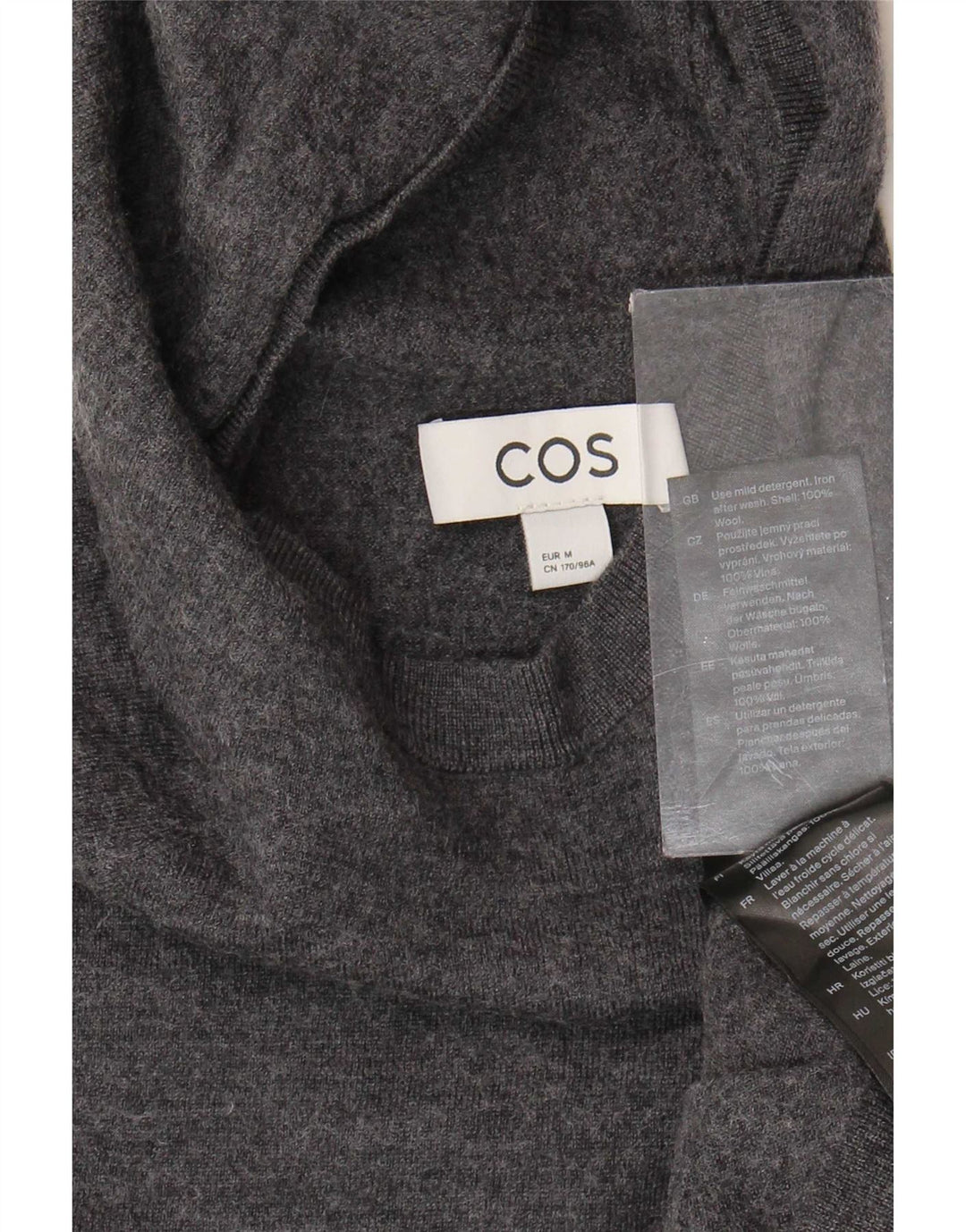 Cos Pull court à capuche pour femme UK 44 en laine gris moyen