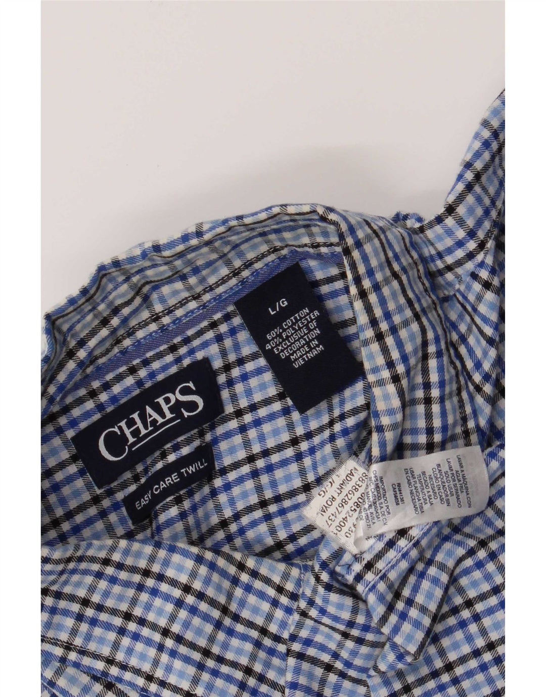 Chaps Chemise Homme Grand Carreau Bleu Coton