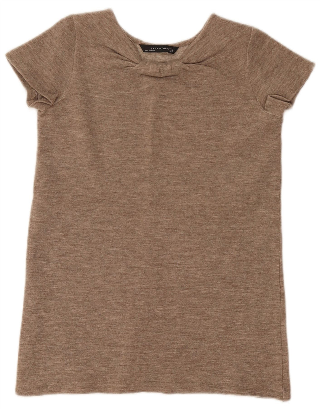 Zara Womens T-Shirt Top UK 12 Marron Moyen Moucheté