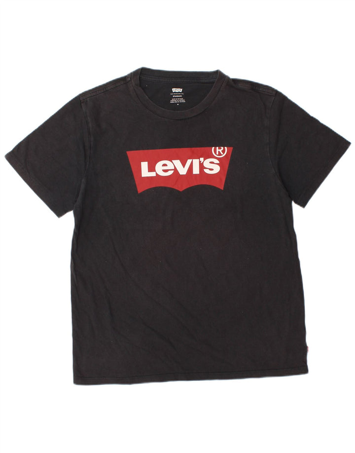 Levi's T-Shirt Standard Graphic Femme UK 14 Noir Moyen