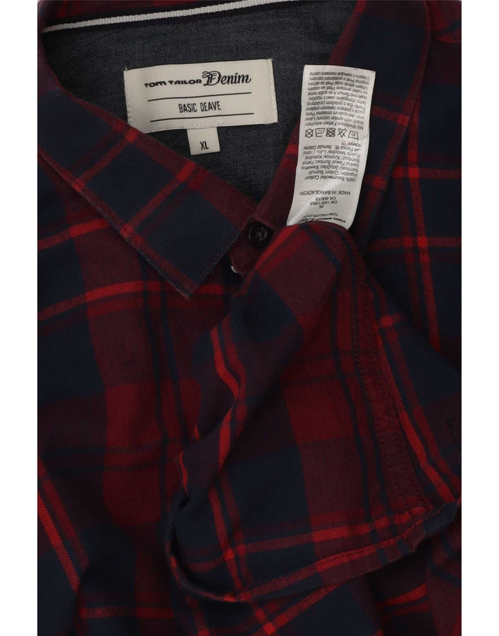 Tom Tailor Chemise en flanelle pour homme XL en coton à carreaux rouges