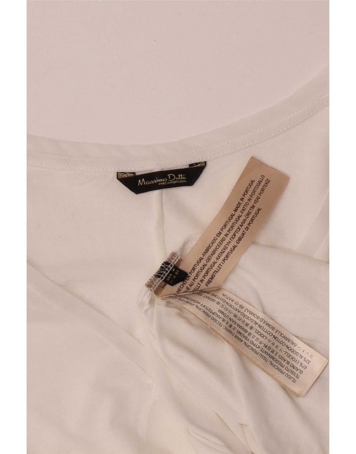 Massimo Dutti Haut transparent à manches longues pour femme UK 12 Lyocell blanc moyen