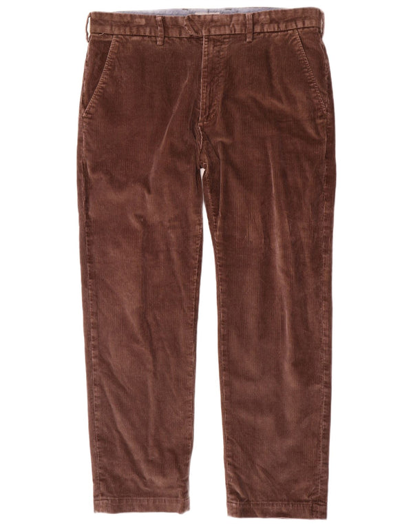 Marks & Spencer Pantalon droit en velours côtelé pour homme W36 L29 Marron Coton