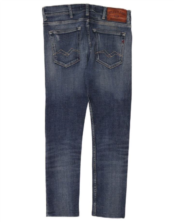 Replay Jean Slim Court Déchiré Femme W30 L26 Bleu