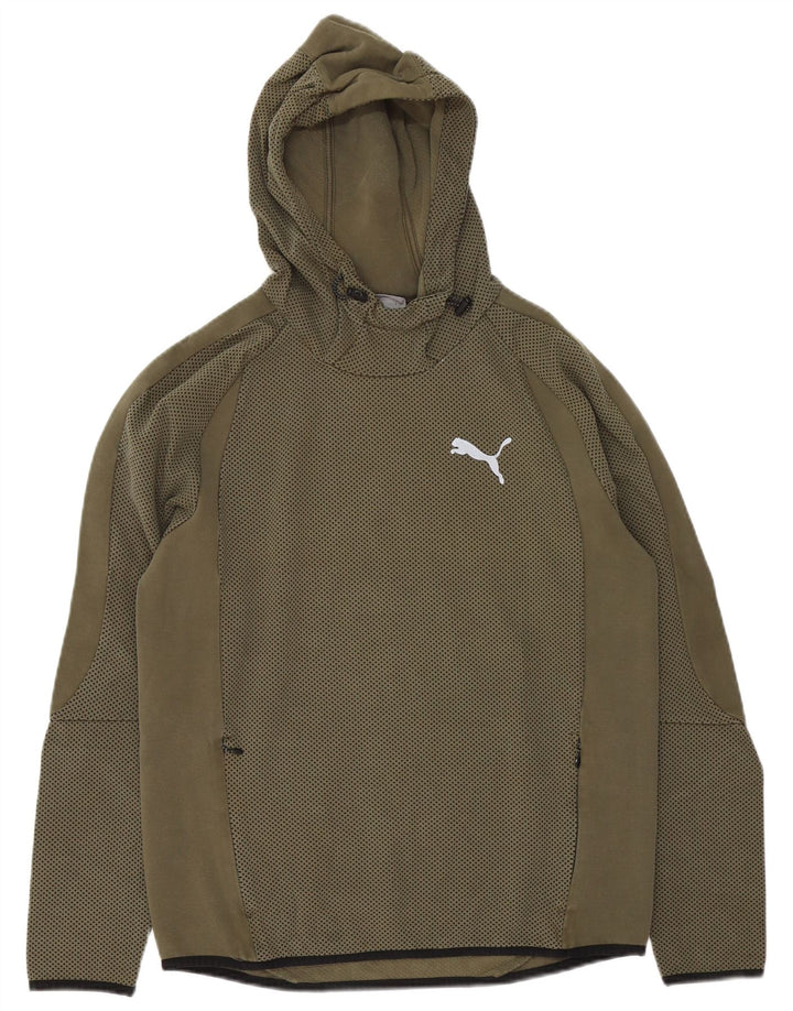 Puma Pull à capuche en coton à pois pour homme Kaki moyen