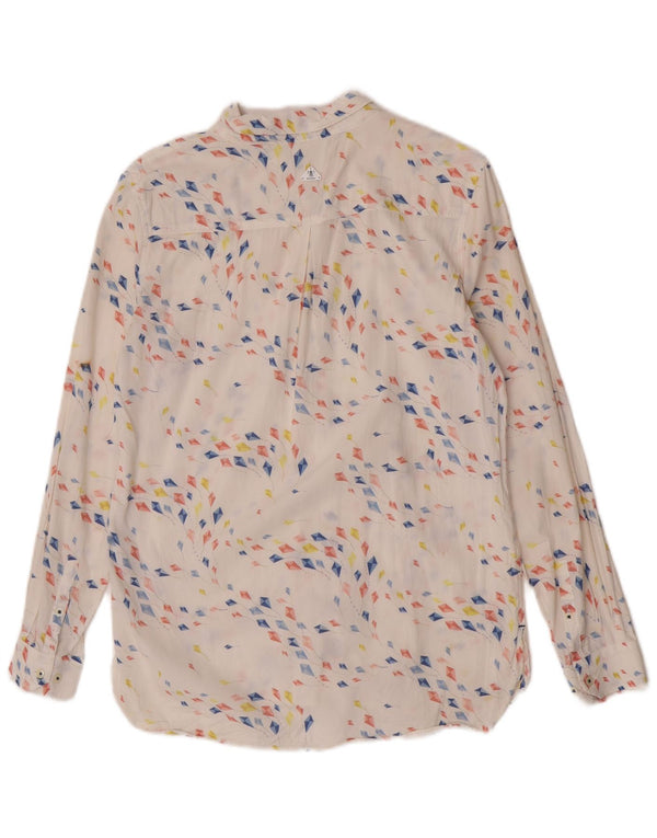 Barbour Chemise coupe décontractée pour femme UK 10 Petit coton géométrique blanc