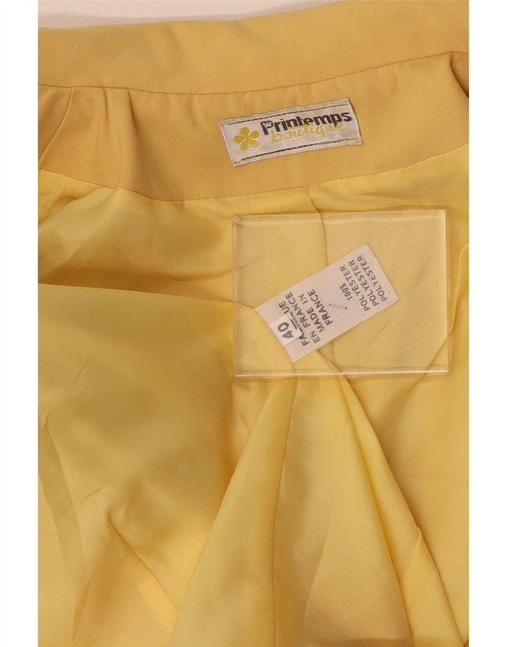 vintage Femme Double Breasted Blazer Veste IT 40 Petit Jaune Classique
