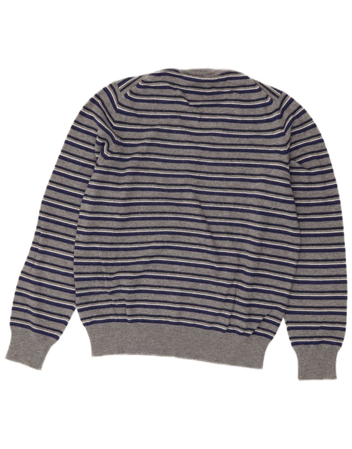 Fred Perry Pull col V pour homme en laine rayée gris petit