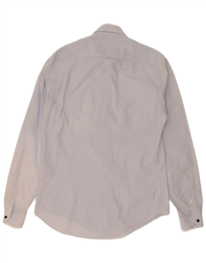 Zara Chemise Slim Fit Bleu Moyen En Coton À Fines Rayures