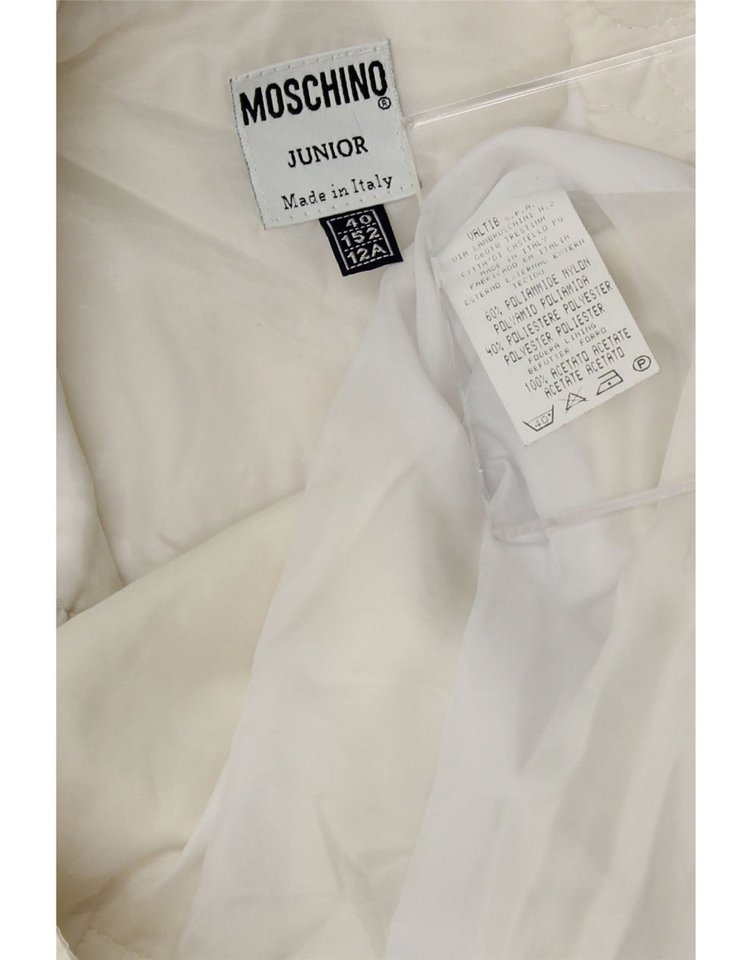 MOSCHINO Girls Quilted Gilet 11-12 Years White Polyamide Vintage Moschino and Second-Hand Moschino from Messina Hembry 