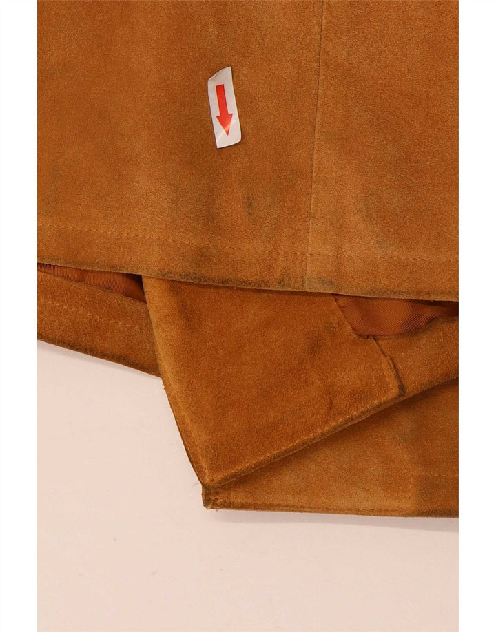 vintage Femme Suède Pardessus IT 42 Cuir Beige Moyen