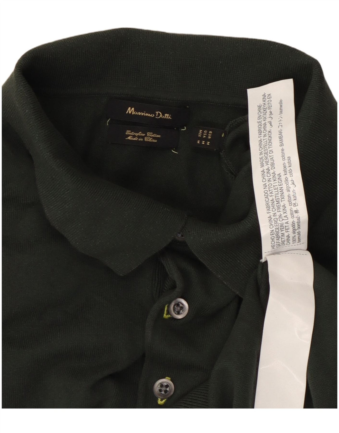 Massimo Dutti Polo Homme Vert Moyen Coton