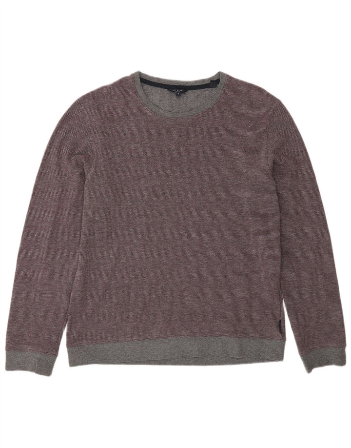 Ted Baker Pull à col rond pour homme Taille 3 Coton bordeaux moyen