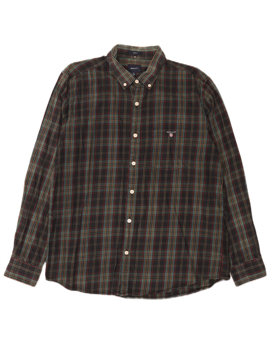 Gant Chemise en flanelle coupe régulière pour homme Taille 42/43 17 2XL Carreaux multicolores