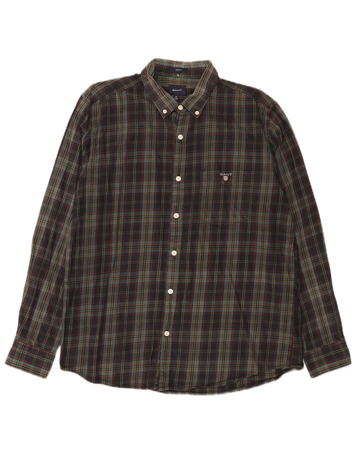 Gant Chemise en flanelle coupe régulière pour homme Taille 42/43 17 2XL Carreaux multicolores