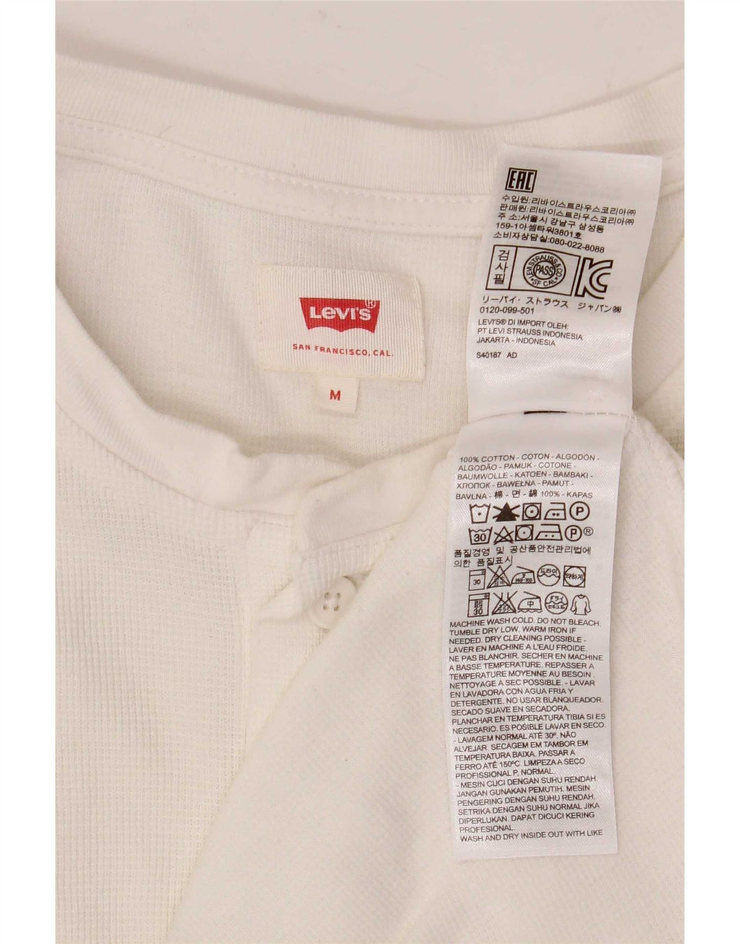Levi's Top à Manches Longues Homme Blanc Moyen Coton