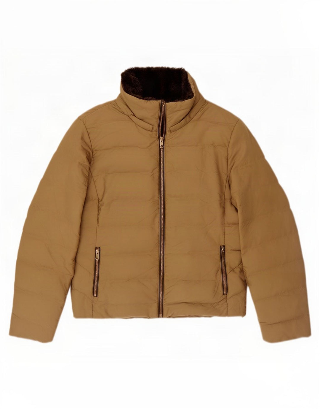 Zara Veste matelassée Sherpa pour femme UK 20 2XL Beige Polyester