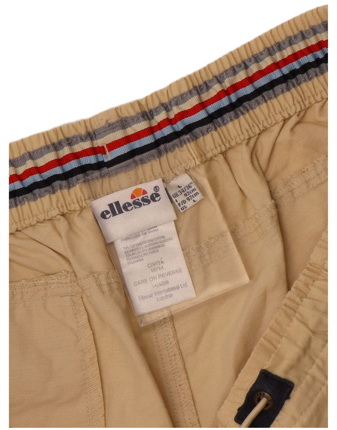 Ellesse Short de sport en coton color block beige pour homme