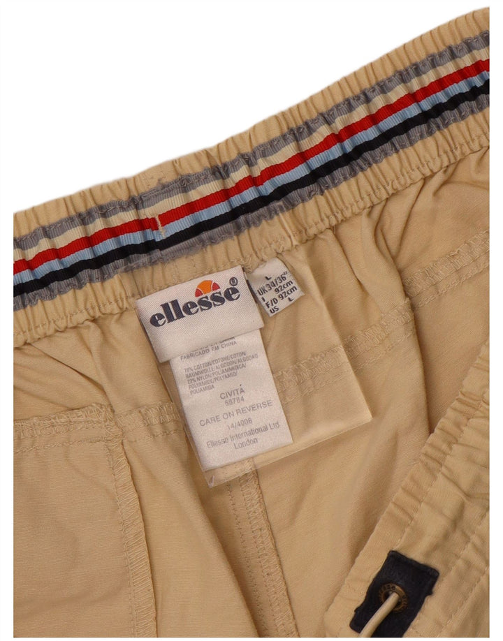 Ellesse Short de sport en coton color block beige pour homme