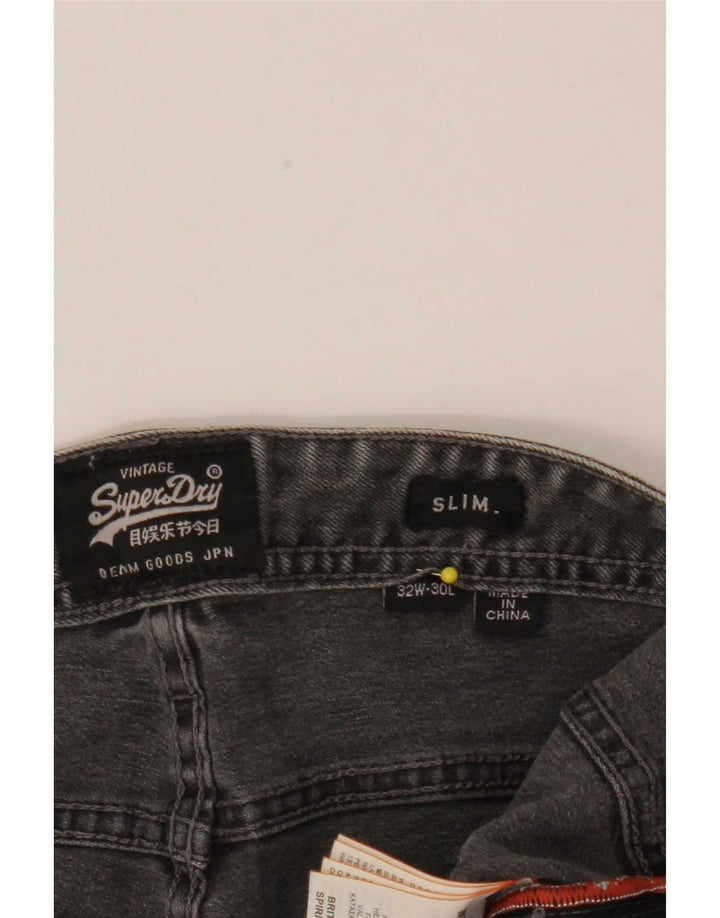 Superdry Short en Jean Corporal Slim W32 Homme Gris Moyen Coton